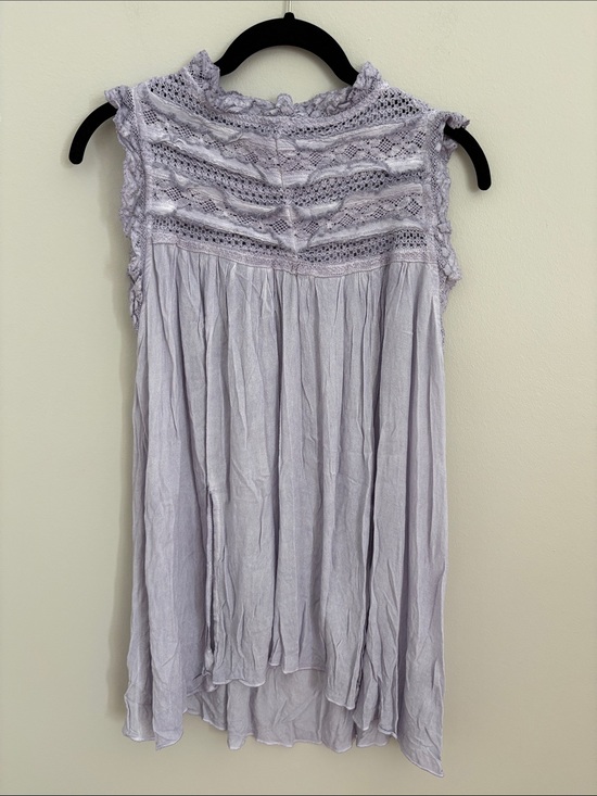 POL Tops - POL Lavender Crochet Yoke Sleeveless Blouse